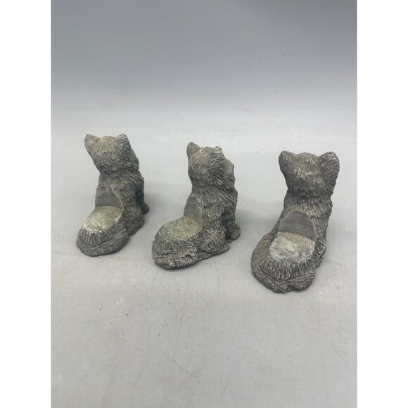 set of 3 cat figurines statue inside or outside yard art gray flat back 2" READ - Picture 5 of 10